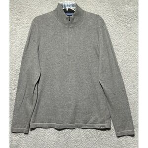 Gray Cotton Wool Blend 1/4 Zip Eddie Bauer Pullover Sweater Mens Medium